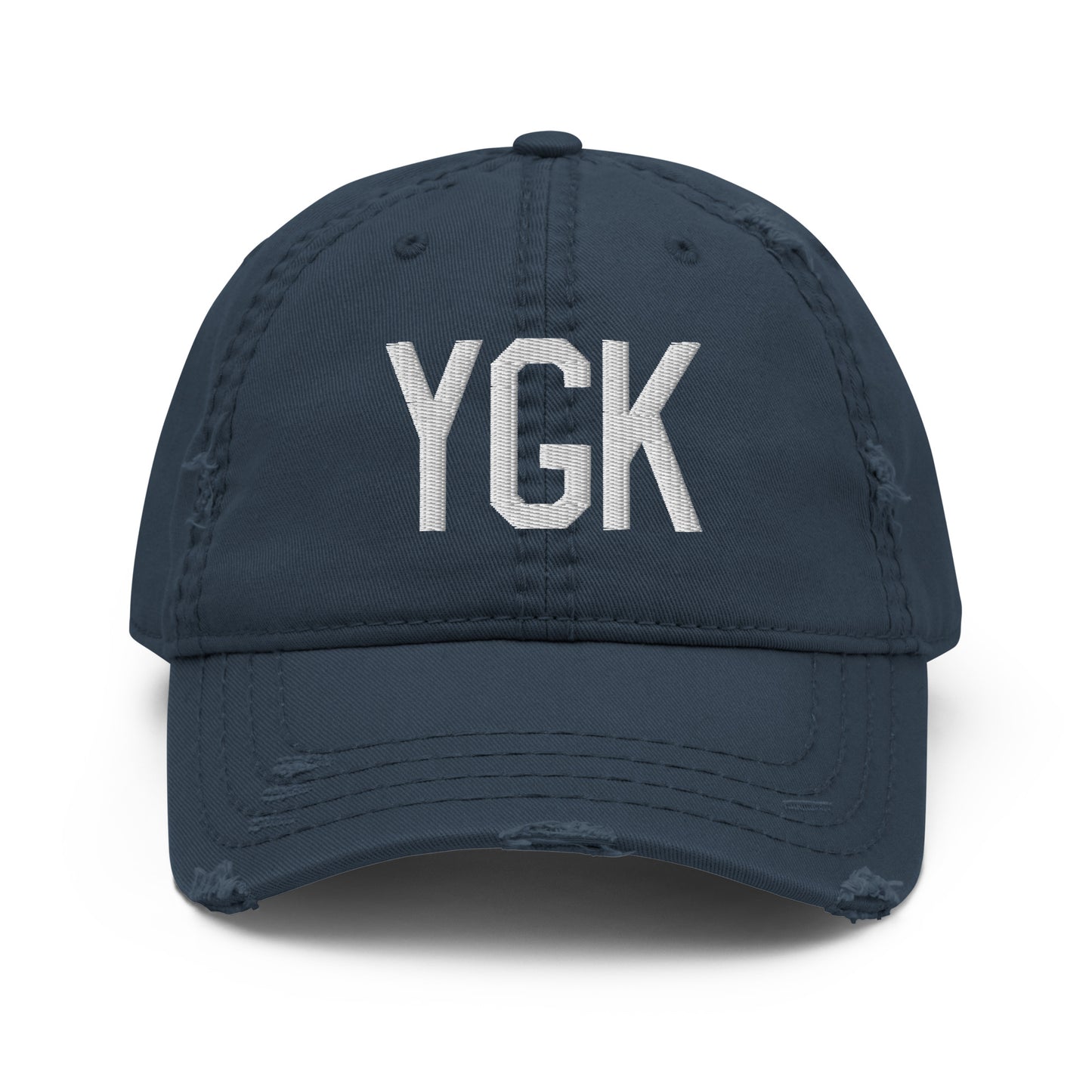 Airport Code Distressed Hat - White • YGK Kingston • YHM Designs - Image 13