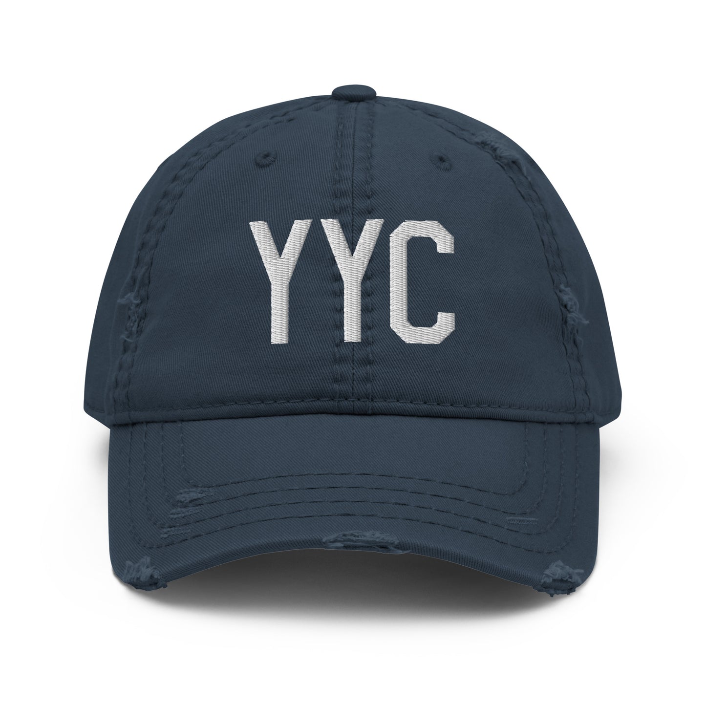 Airport Code Distressed Hat - White • YYC Calgary • YHM Designs - Image 13