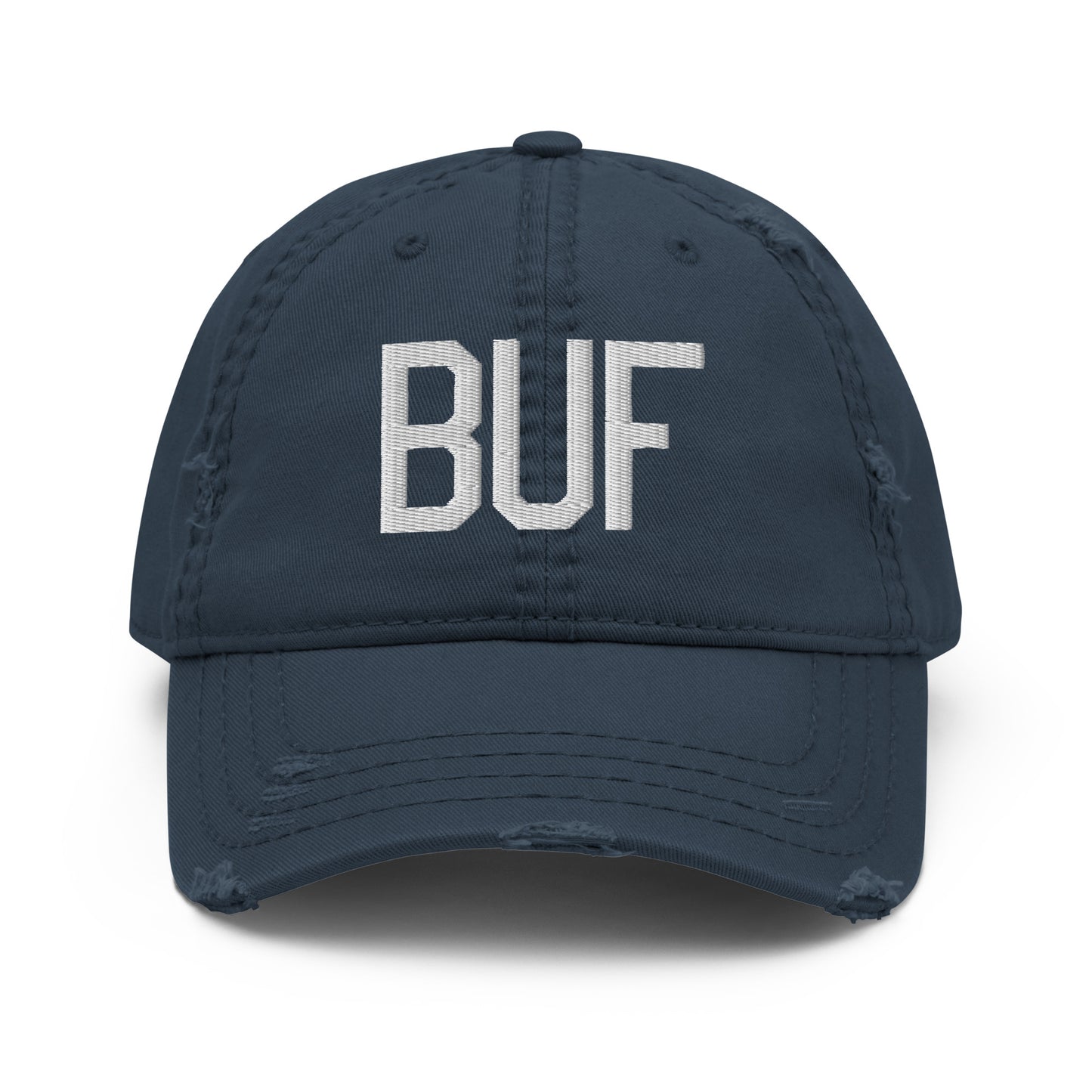 Airport Code Distressed Hat - White • BUF Buffalo • YHM Designs - Image 13