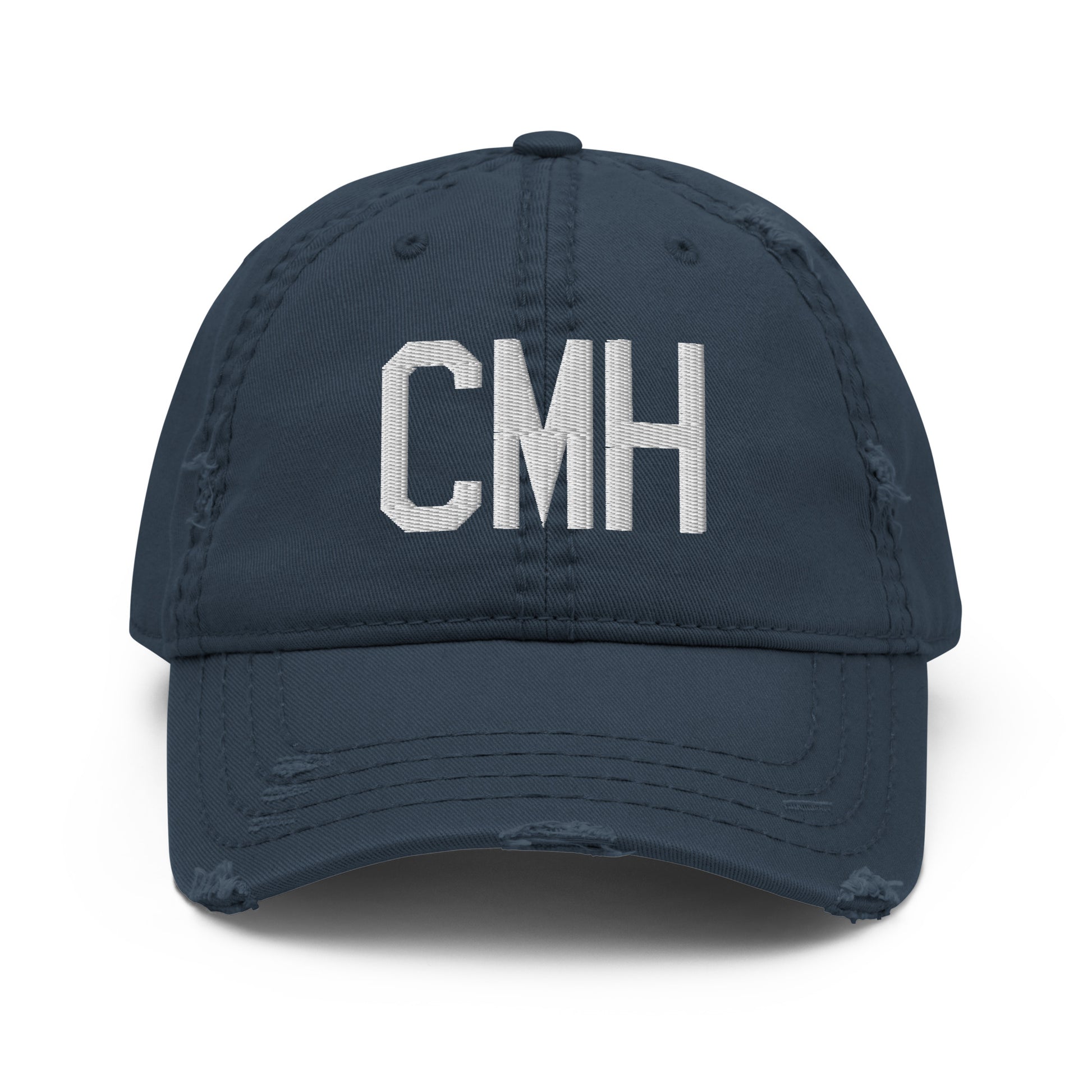 Airport Code Distressed Hat - White • CMH Columbus • YHM Designs - Image 13