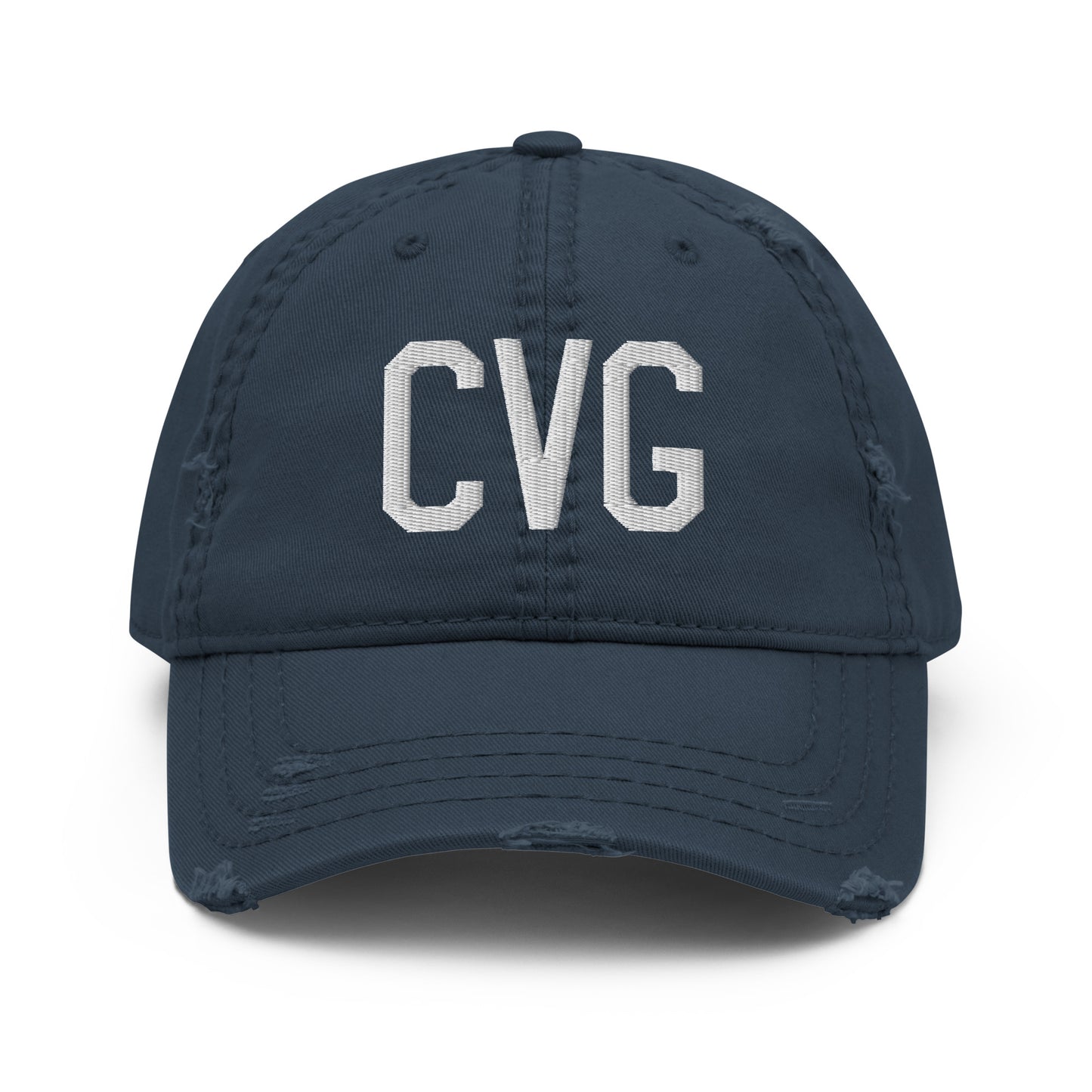 Airport Code Distressed Hat - White • CVG Cincinnati • YHM Designs - Image 13