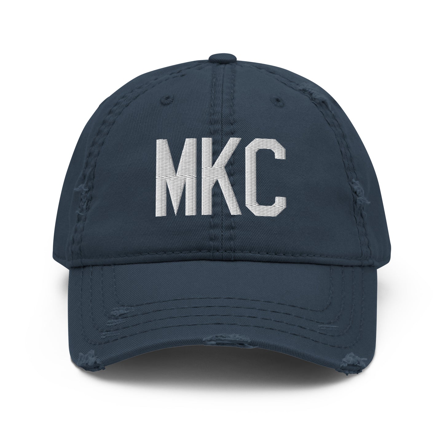 Airport Code Distressed Hat - White • MKC Kansas City • YHM Designs - Image 13