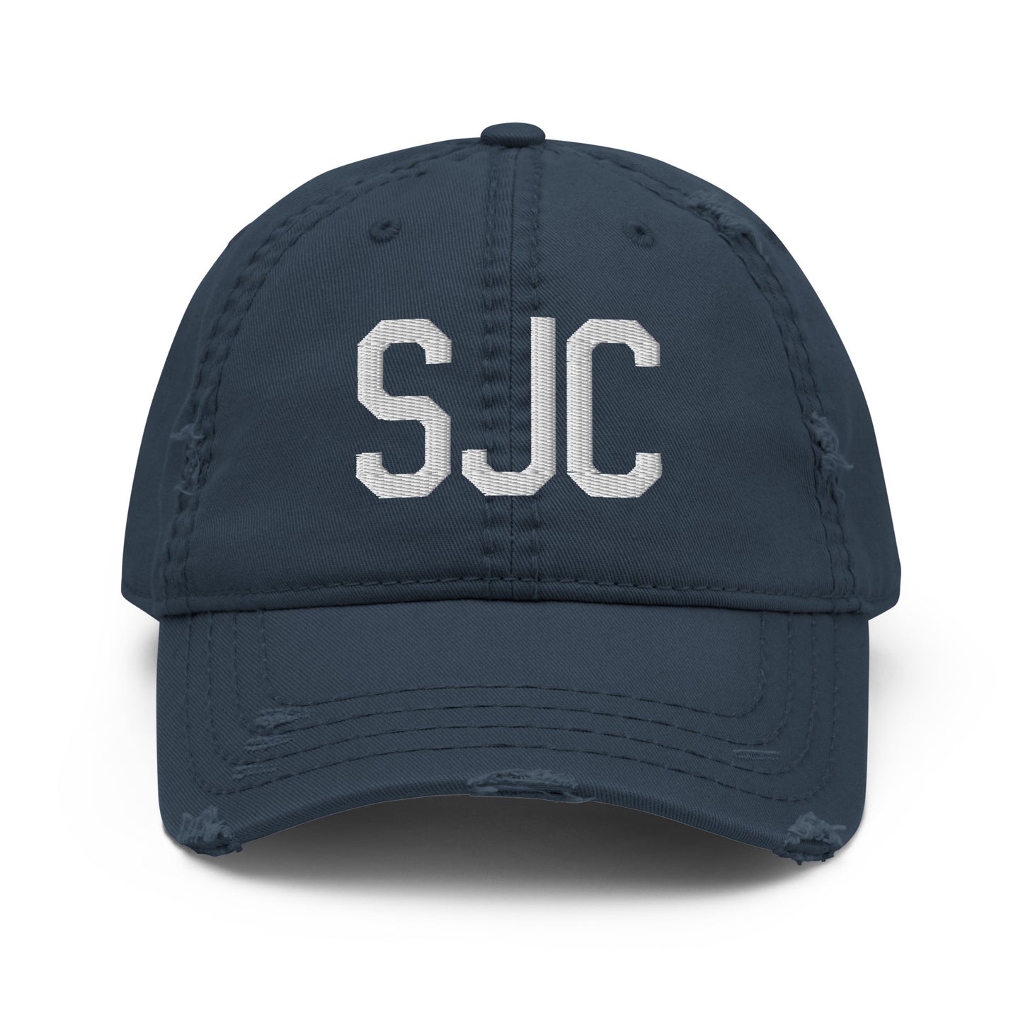 Airport Code Distressed Hat - White • SJC San Jose • YHM Designs - Image 13
