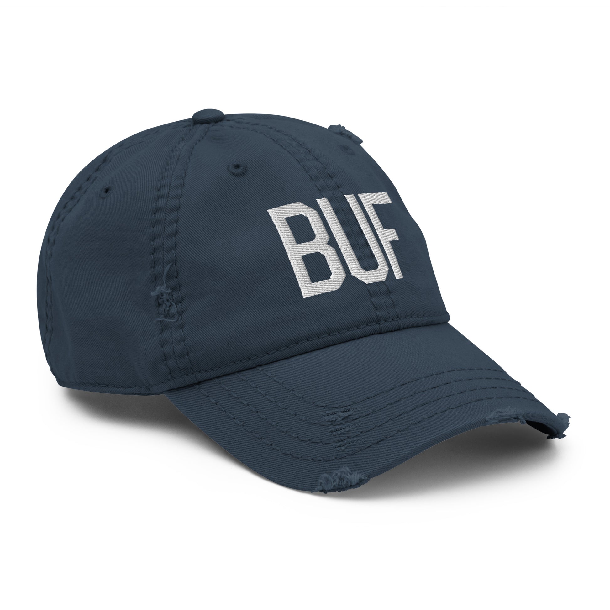 Airport Code Distressed Hat - White • BUF Buffalo • YHM Designs - Image 14