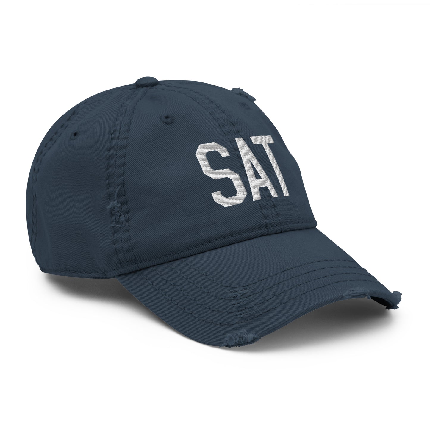 Airport Code Distressed Hat - White • SAT San Antonio • YHM Designs - Image 14