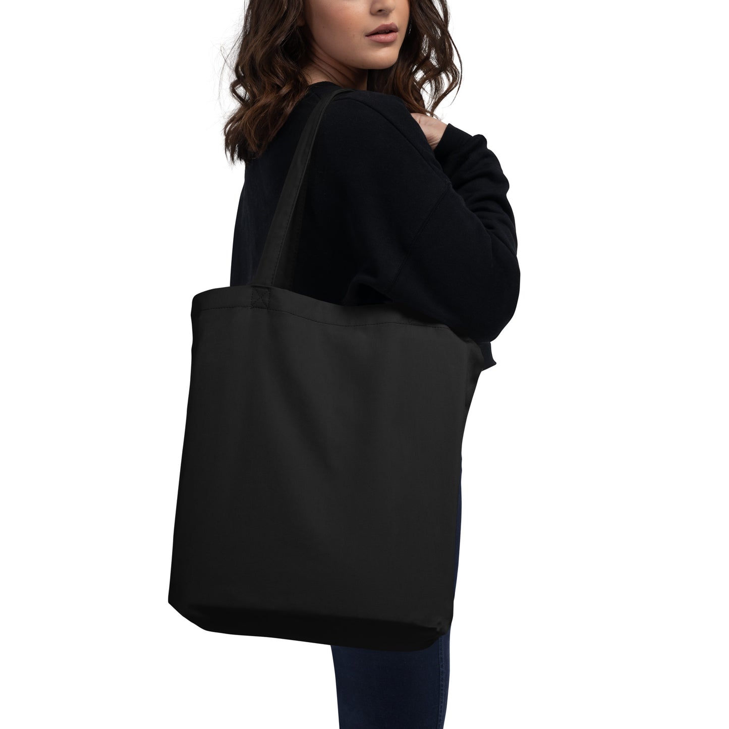 YYC Calgary Organic Tote Bag • Black with Oval Car Sticker Design • YHM Designs - Image 06