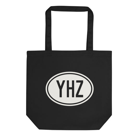 Unique Travel Gift Organic Tote - White Oval • YHZ Halifax • YHM Designs - Image 01