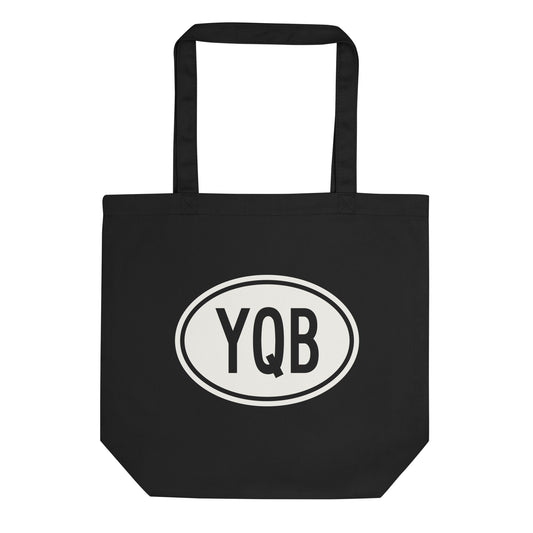 Unique Travel Gift Organic Tote - White Oval • YQB Quebec City • YHM Designs - Image 01
