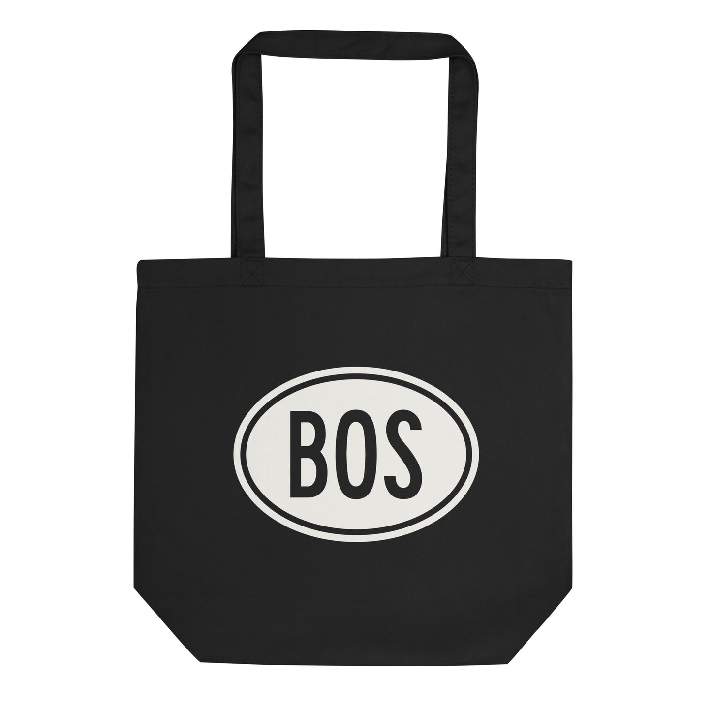 Unique Travel Gift Organic Tote - White Oval • BOS Boston • YHM Designs - Image 01