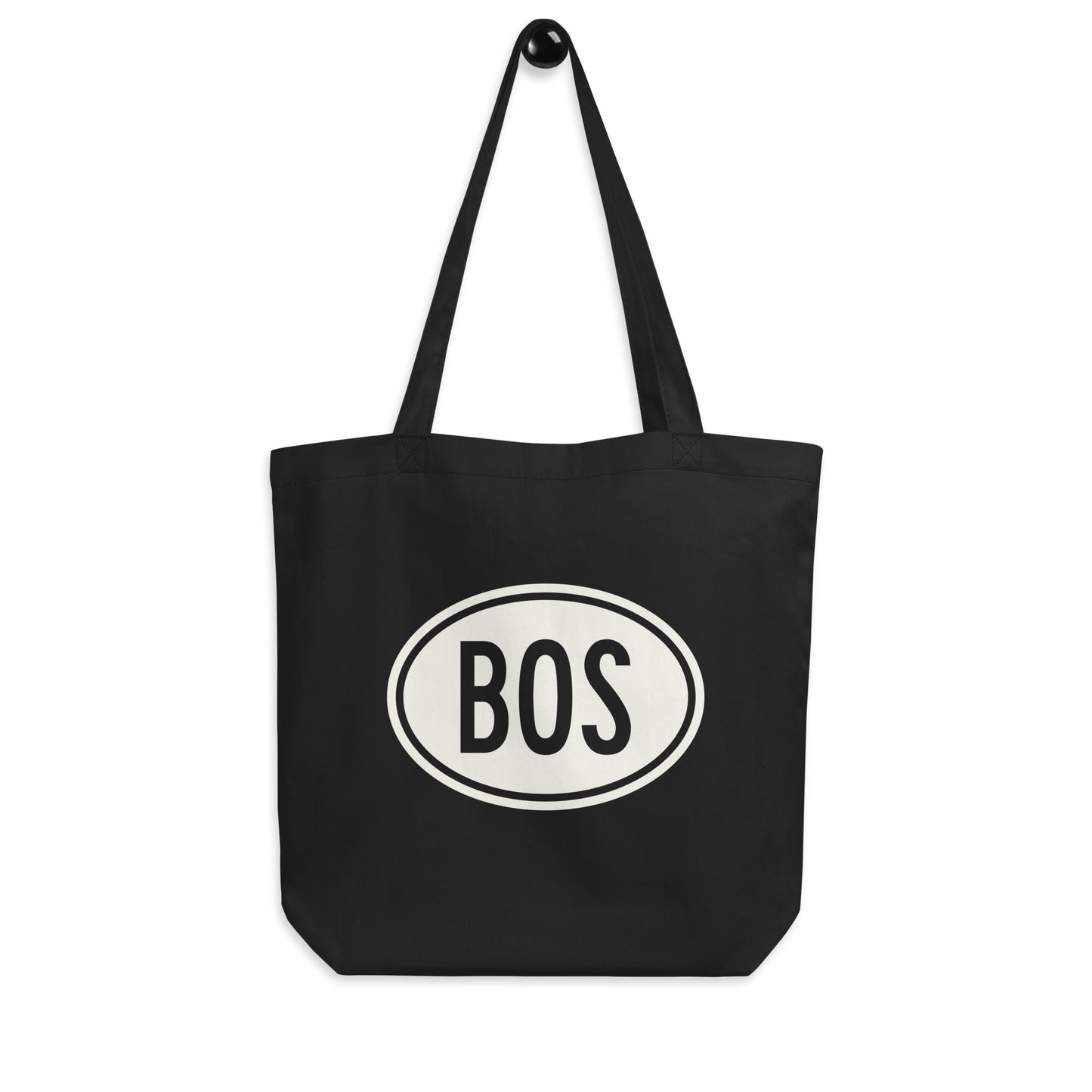 Unique Travel Gift Organic Tote - White Oval • BOS Boston • YHM Designs - Image 04