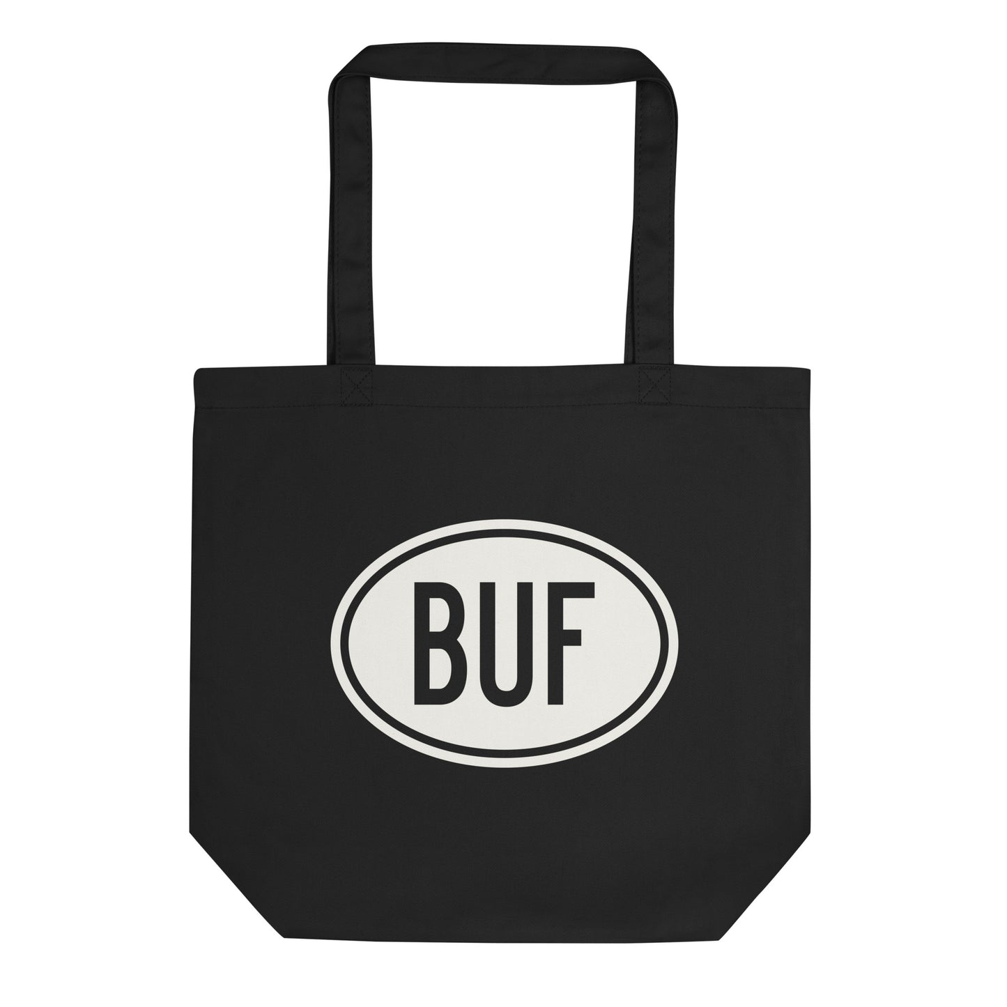 Unique Travel Gift Organic Tote - White Oval • BUF Buffalo Souvenir • YHM Designs - Image 01