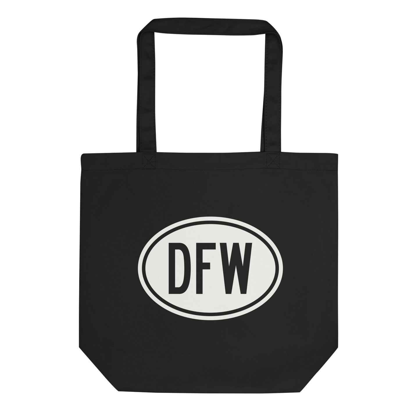 Unique Travel Gift Organic Tote - White Oval • DFW Dallas • YHM Designs - Image 01