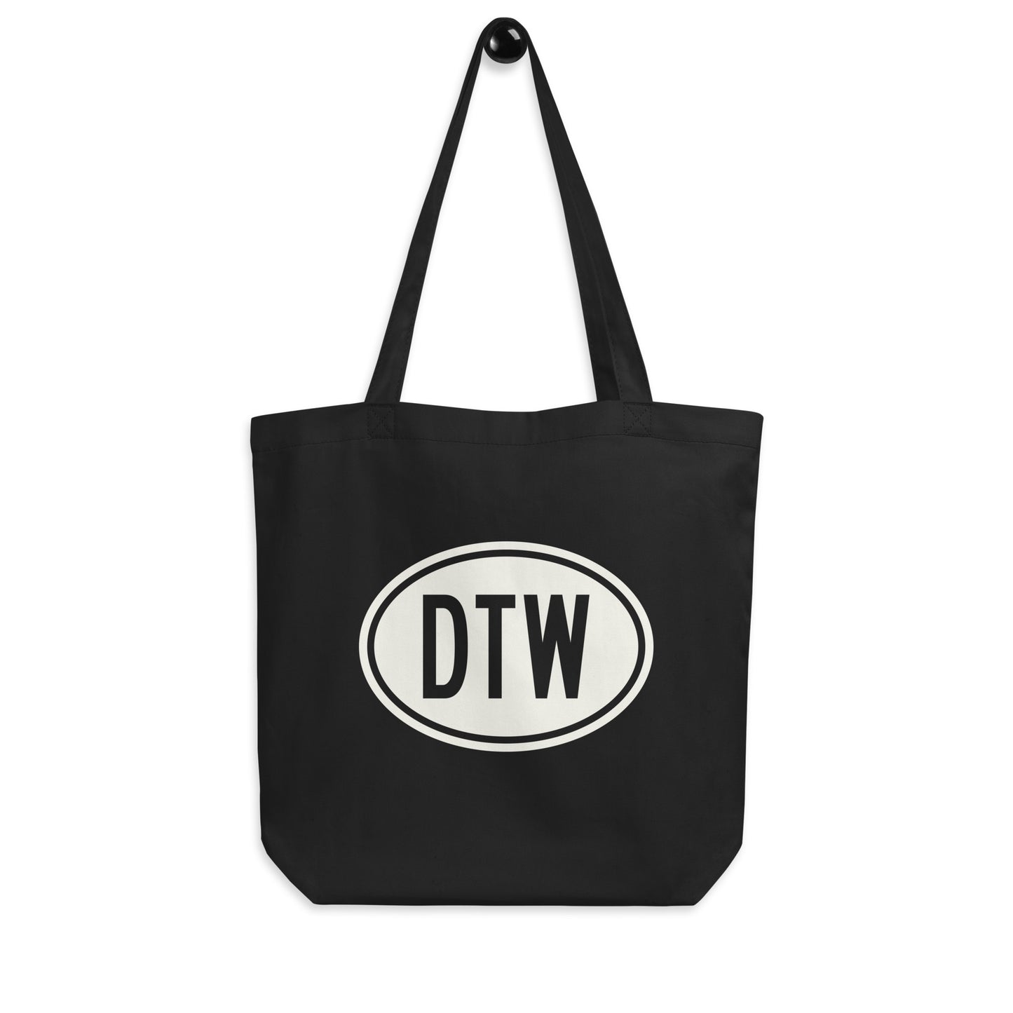 Unique Travel Gift Organic Tote - White Oval • DTW Detroit Souvenir • YHM Designs - Image 04