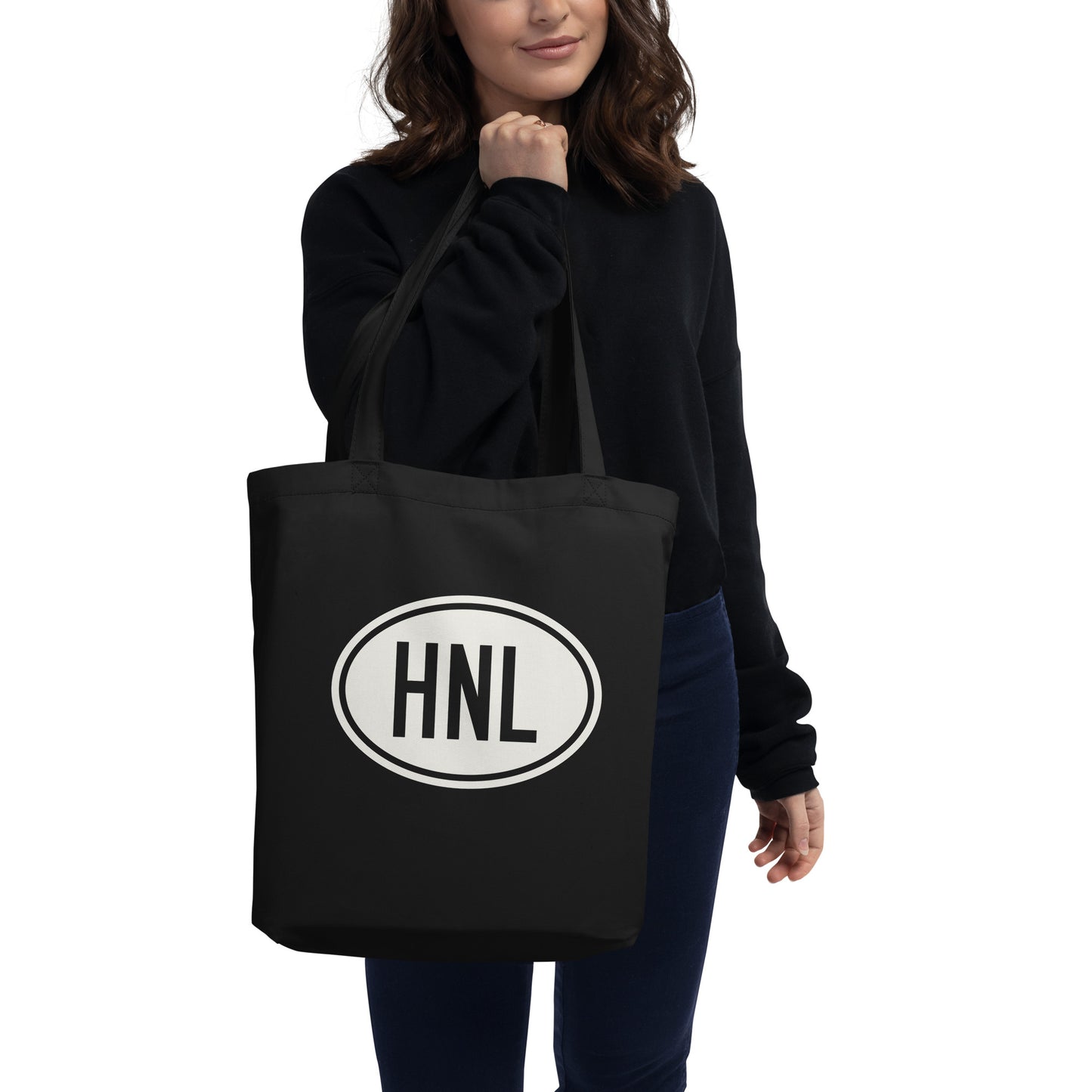 Unique Travel Gift Organic Tote - White Oval • HNL Honolulu Souvenir • YHM Designs - Image 03