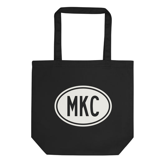 Unique Travel Gift Organic Tote - White Oval • MKC Kansas City • YHM Designs - Image 01