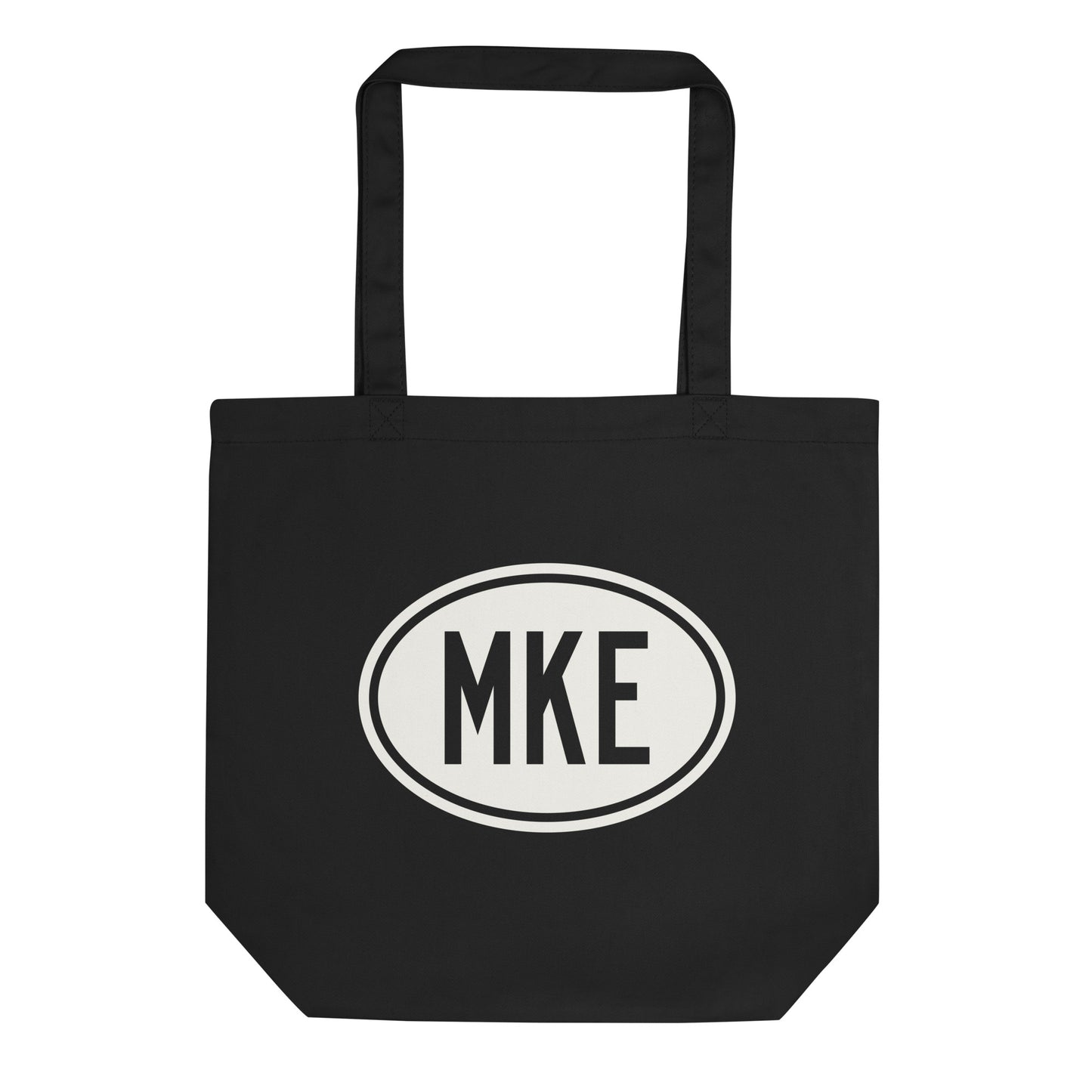 Unique Travel Gift Organic Tote - White Oval • MKE Milwaukee Souvenir • YHM Designs - Image 01