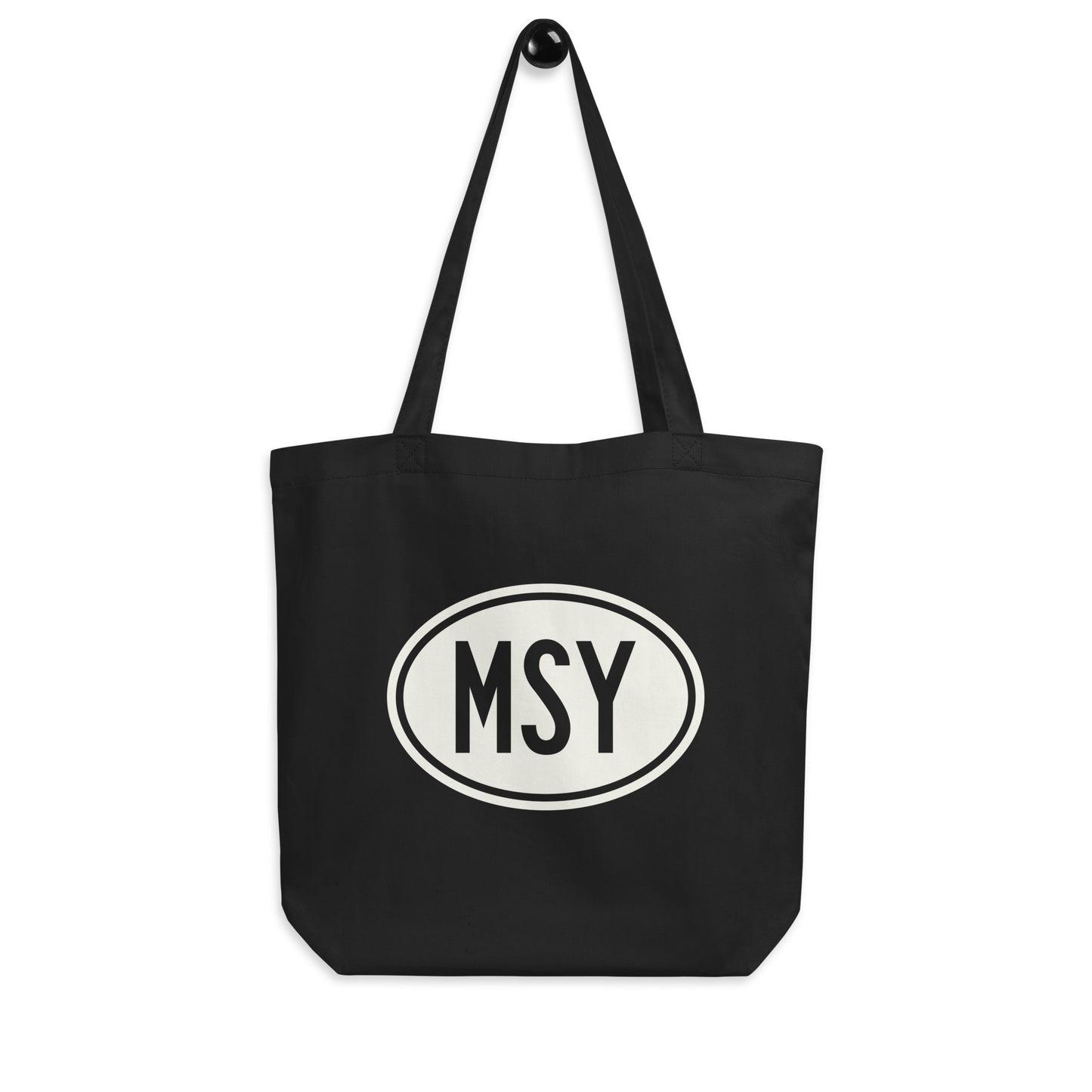 Unique Travel Gift Organic Tote - White Oval • MSY New Orleans • YHM Designs - Image 04