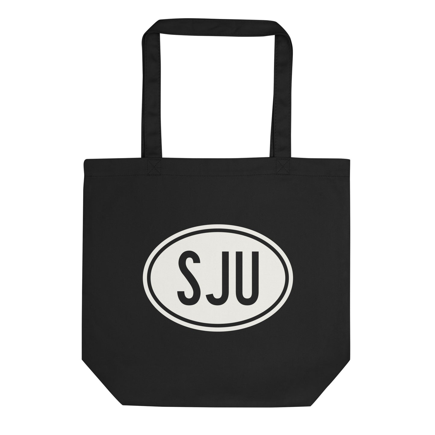 Unique Travel Gift Organic Tote - White Oval • SJU San Juan Souvenir • YHM Designs - Image 01