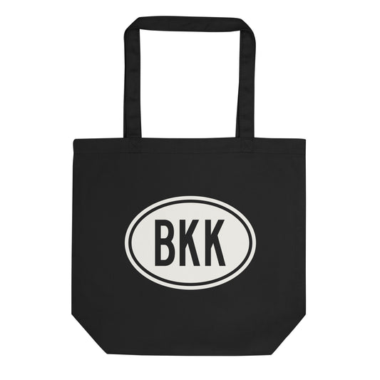 Unique Travel Gift Organic Tote - White Oval • BKK Bangkok • YHM Designs - Image 01