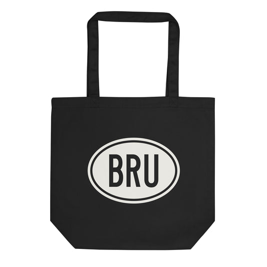 Unique Travel Gift Organic Tote - White Oval • BRU Brussels • YHM Designs - Image 01
