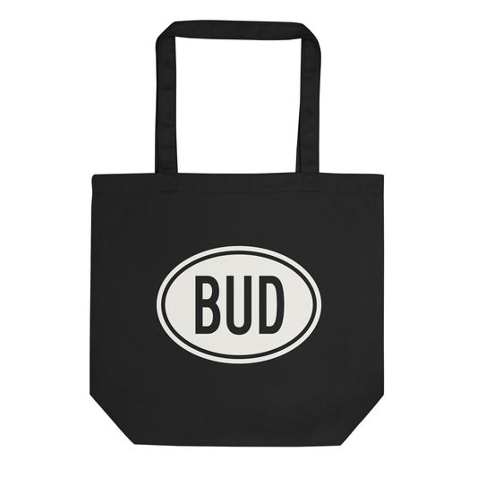 Unique Travel Gift Organic Tote - White Oval • BUD Budapest • YHM Designs - Image 01