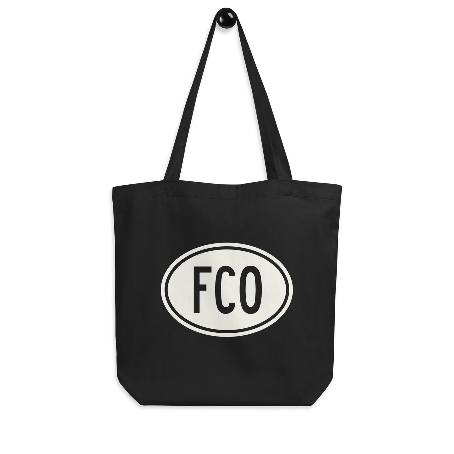 Unique Travel Gift Organic Tote - White Oval • FCO Rome Souvenir • YHM Designs - Image 04