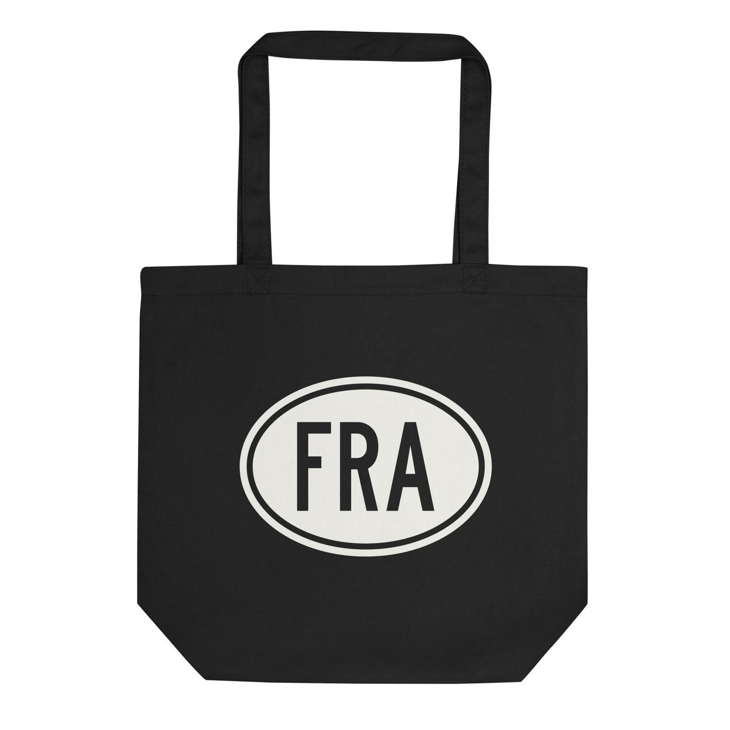 Unique Travel Gift Organic Tote - White Oval • FRA Frankfurt Souvenir • YHM Designs - Image 01