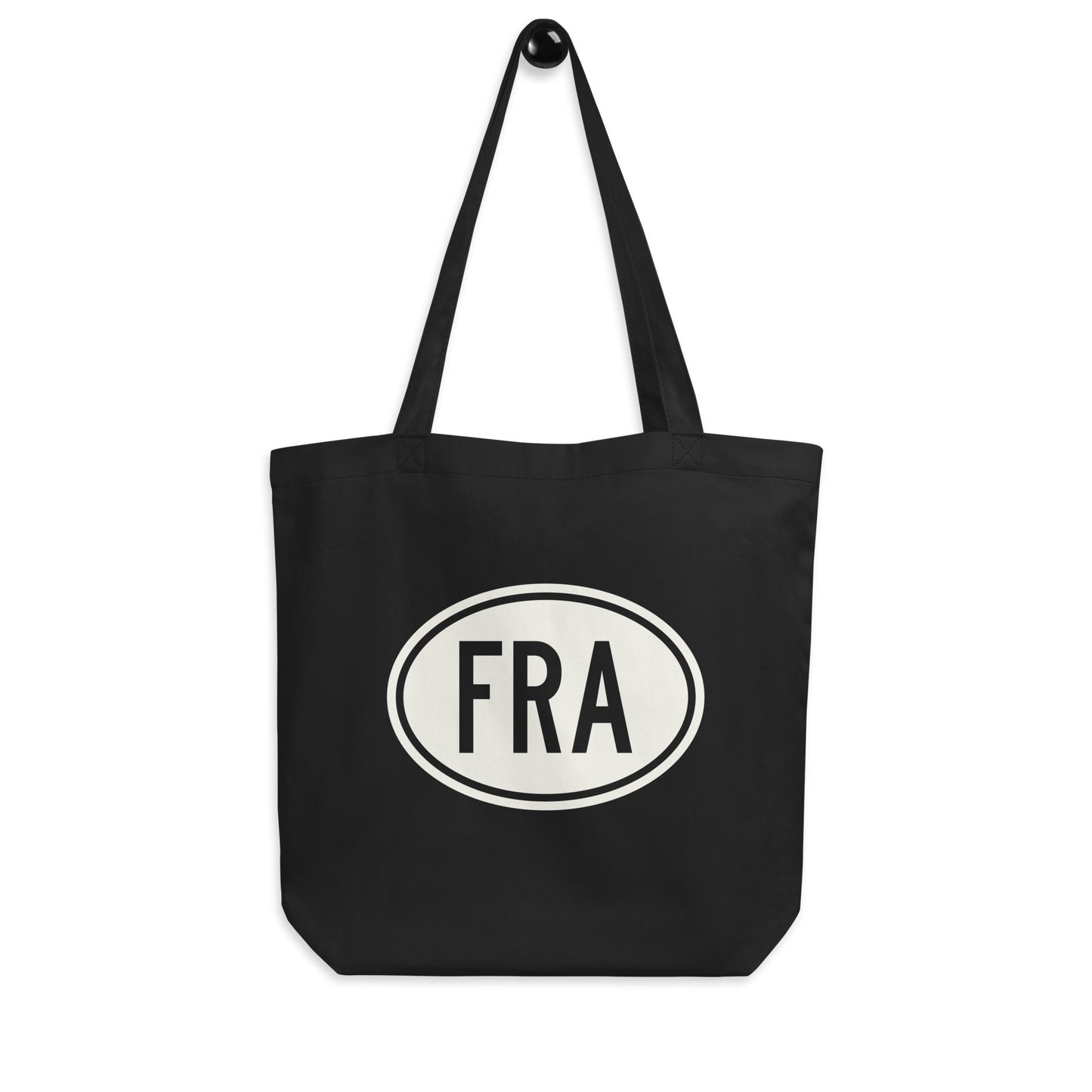 Unique Travel Gift Organic Tote - White Oval • FRA Frankfurt Souvenir • YHM Designs - Image 04