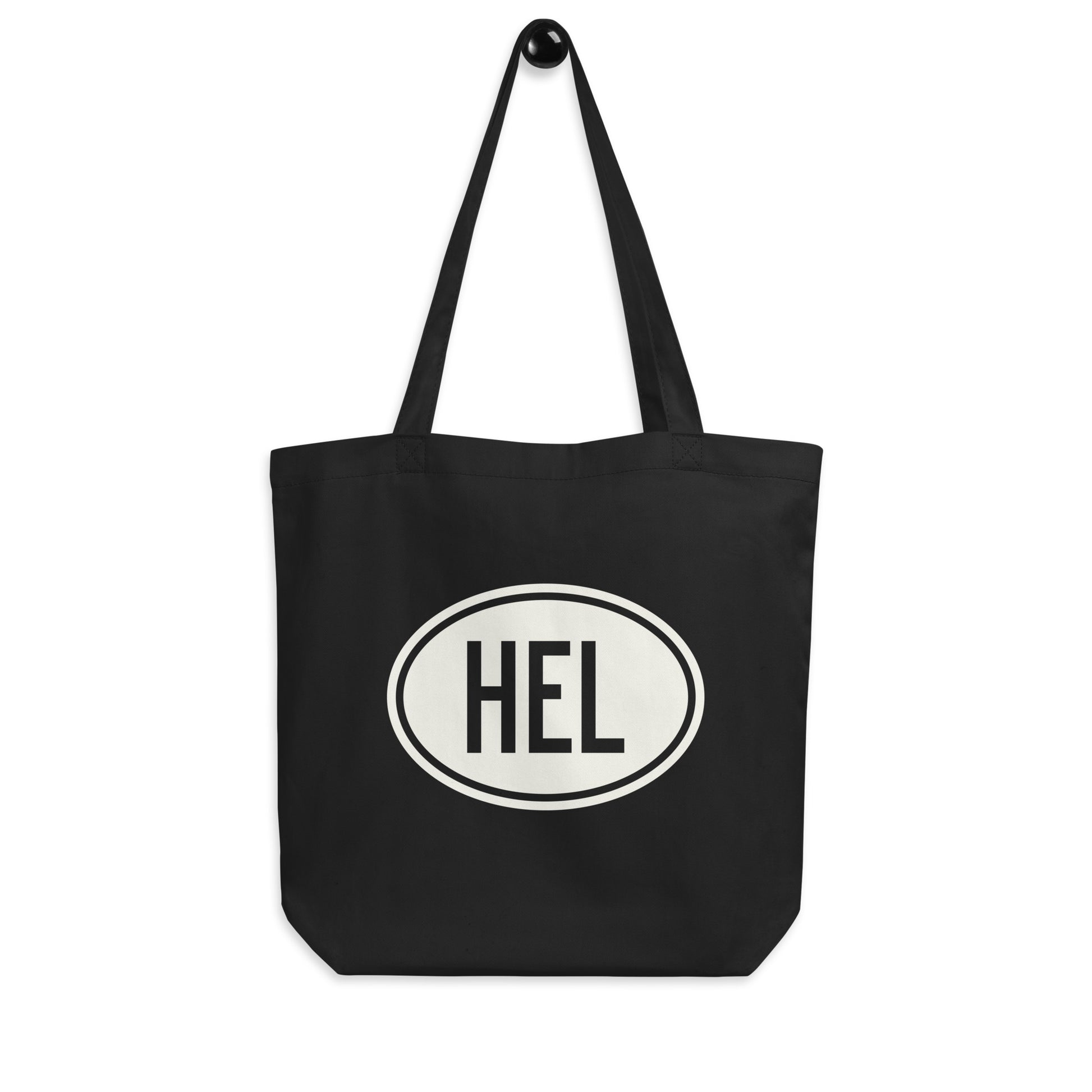 Unique Travel Gift Organic Tote - White Oval • HEL Helsinki • YHM Designs - Image 04
