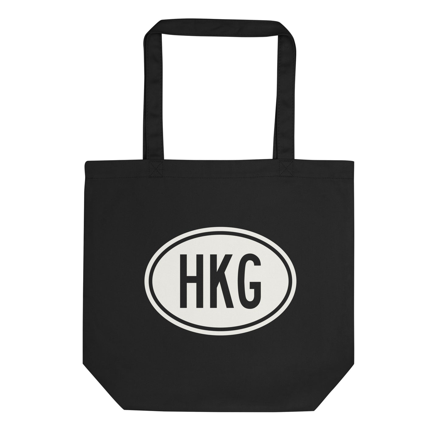 Unique Travel Gift Organic Tote - White Oval • HKG Hong Kong Souvenir • YHM Designs - Image 01