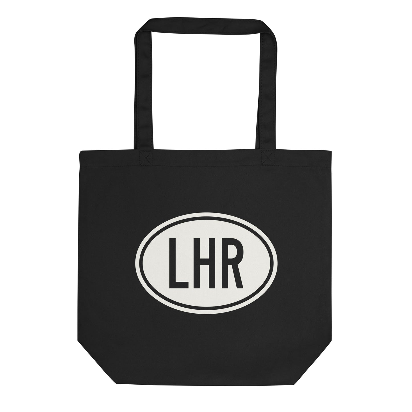 Unique Travel Gift Organic Tote - White Oval • LHR London Souvenir • YHM Designs - Image 01