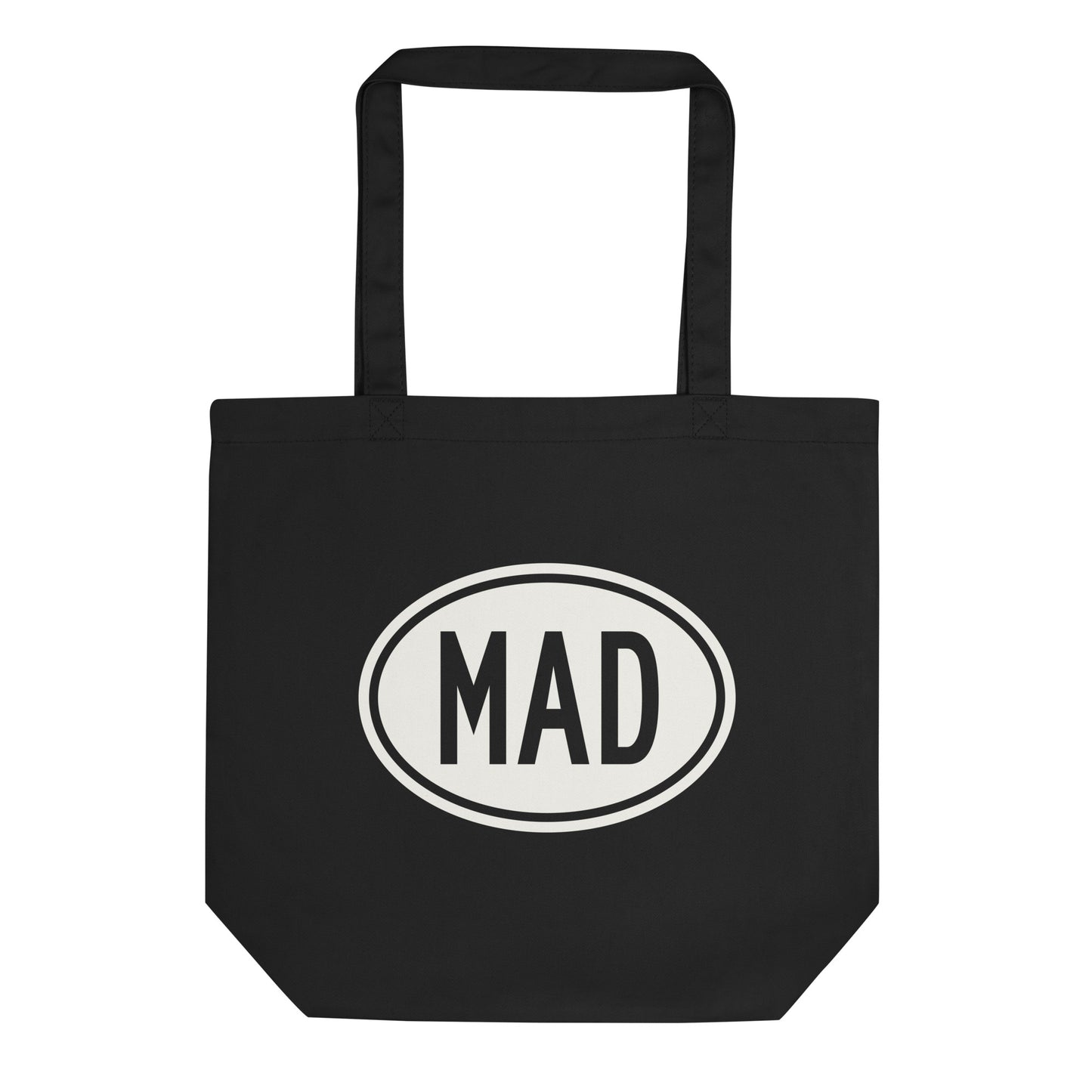 Unique Travel Gift Organic Tote - White Oval • MAD Madrid Souvenir • YHM Designs - Image 01