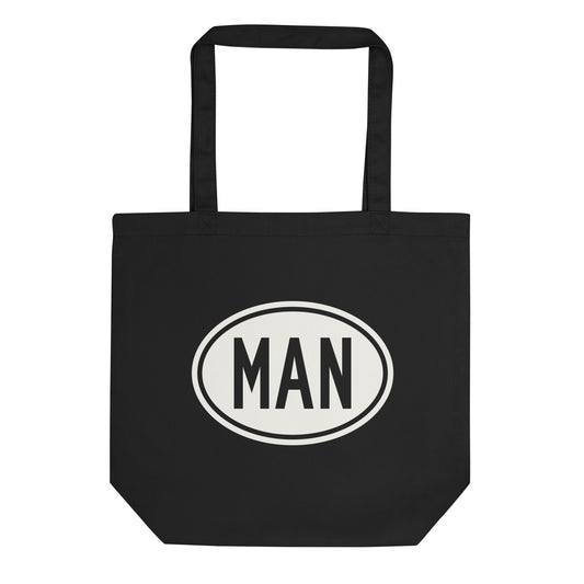 Unique Travel Gift Organic Tote - White Oval • MAN Manchester • YHM Designs - Image 01