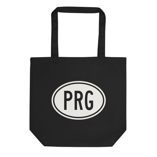 Unique Travel Gift Organic Tote - White Oval • PRG Prague • YHM Designs - Image 01