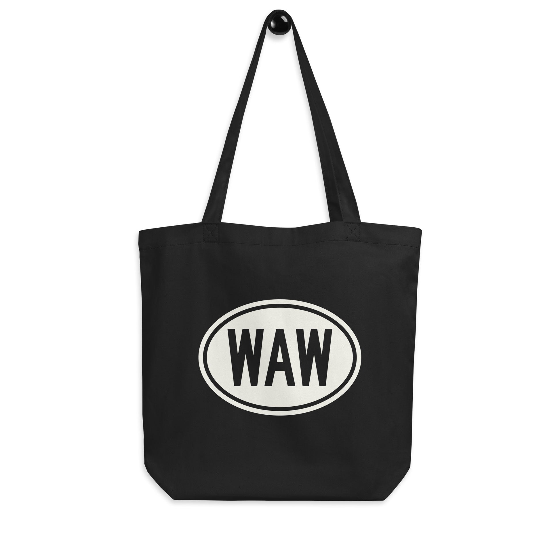 Unique Travel Gift Organic Tote - White Oval • WAW Warsaw • YHM Designs - Image 04