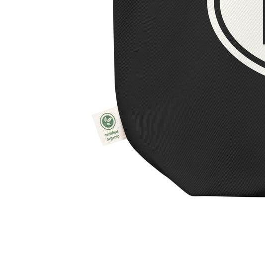 MEX Mexico City Organic Tote Bag • Black with Oval Car Sticker Design • YHM Designs - Image 02