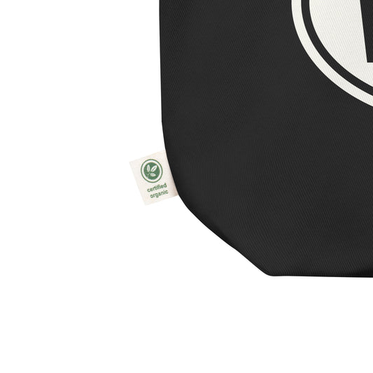 WAW Warsaw Organic Tote Bag • Black with Oval Car Sticker Design • YHM Designs - Image 02