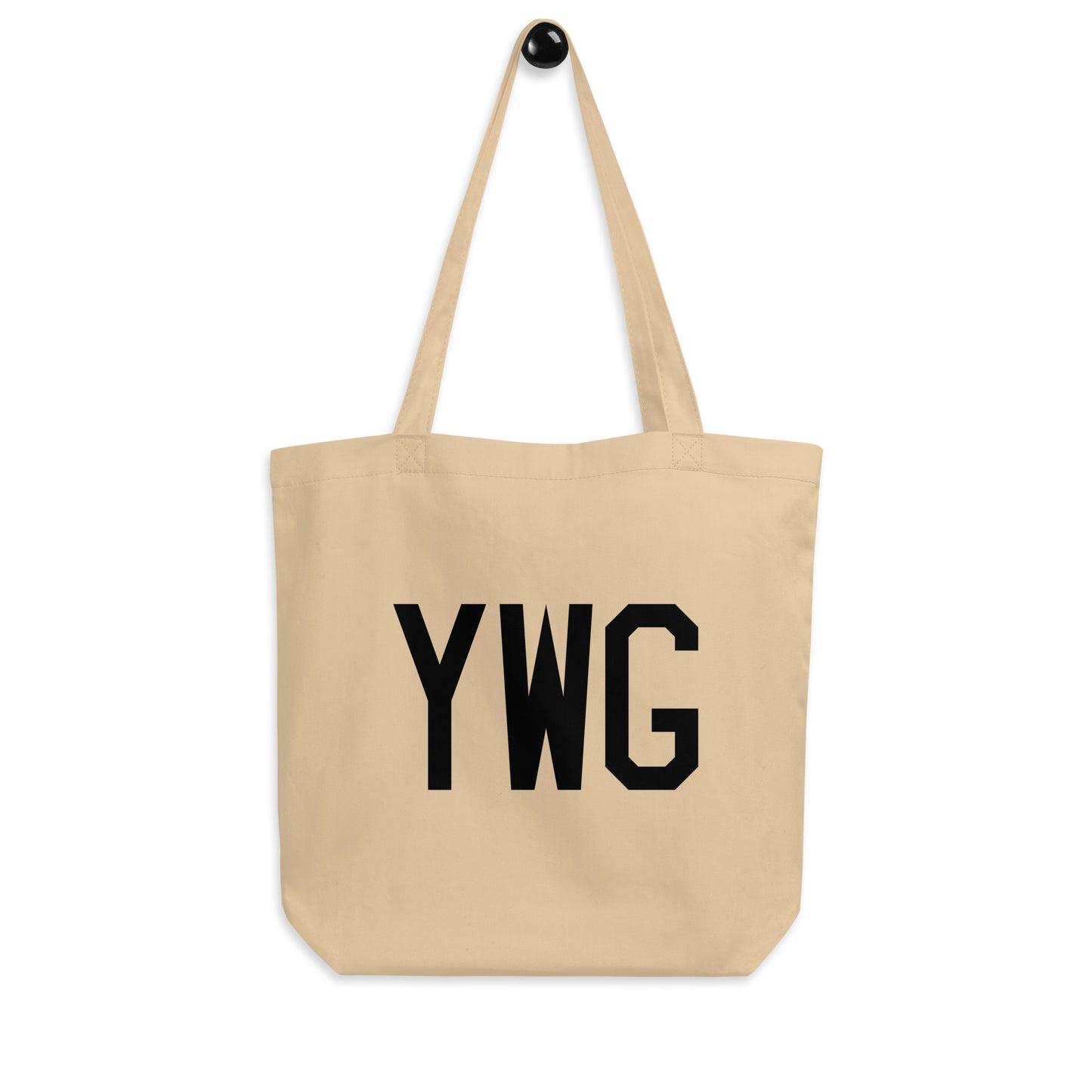 Airport Code Organic Tote - Black • YWG Winnipeg • YHM Designs - Image 04