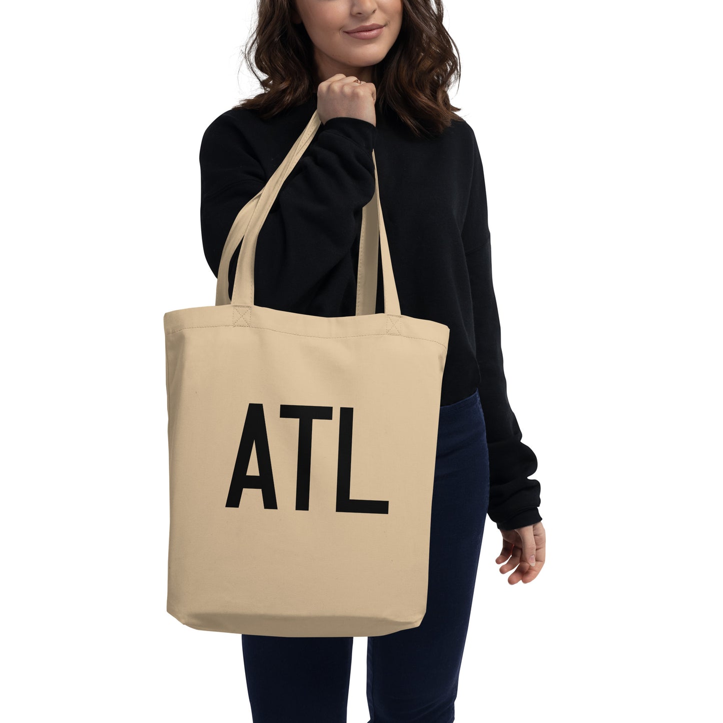 Aviation Gift Organic Tote - Black • ATL Atlanta • YHM Designs - Image 03