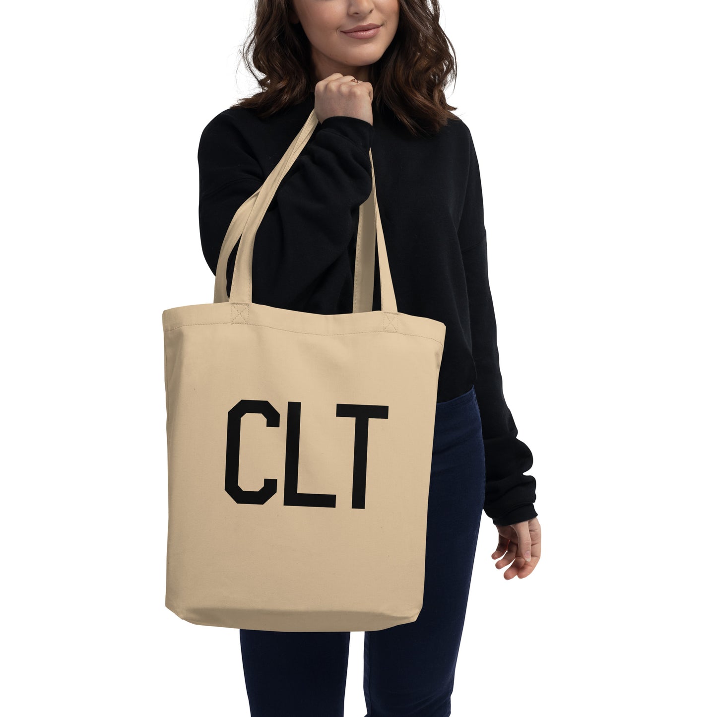 Aviation Gift Organic Tote - Black • CLT Charlotte • YHM Designs - Image 03