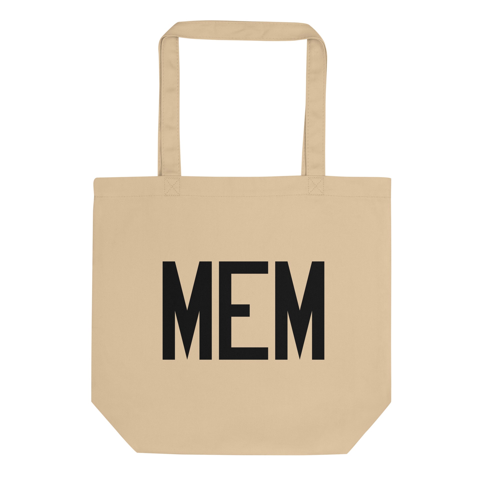 MEM Memphis Organic Tote Bag • Air Force Lettering in Black • YHM Designs - Image 01