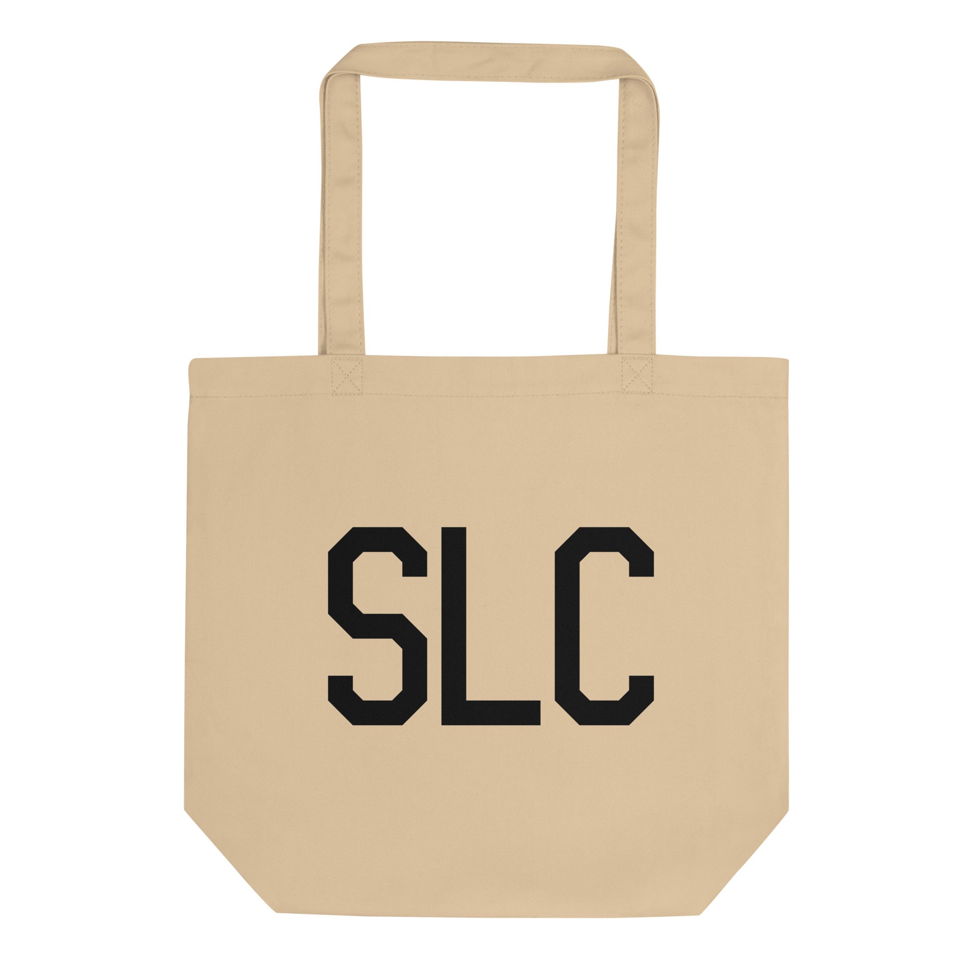 SLC Salt Lake City Organic Tote Bag • Air Force Lettering in Black • YHM Designs - Image 01