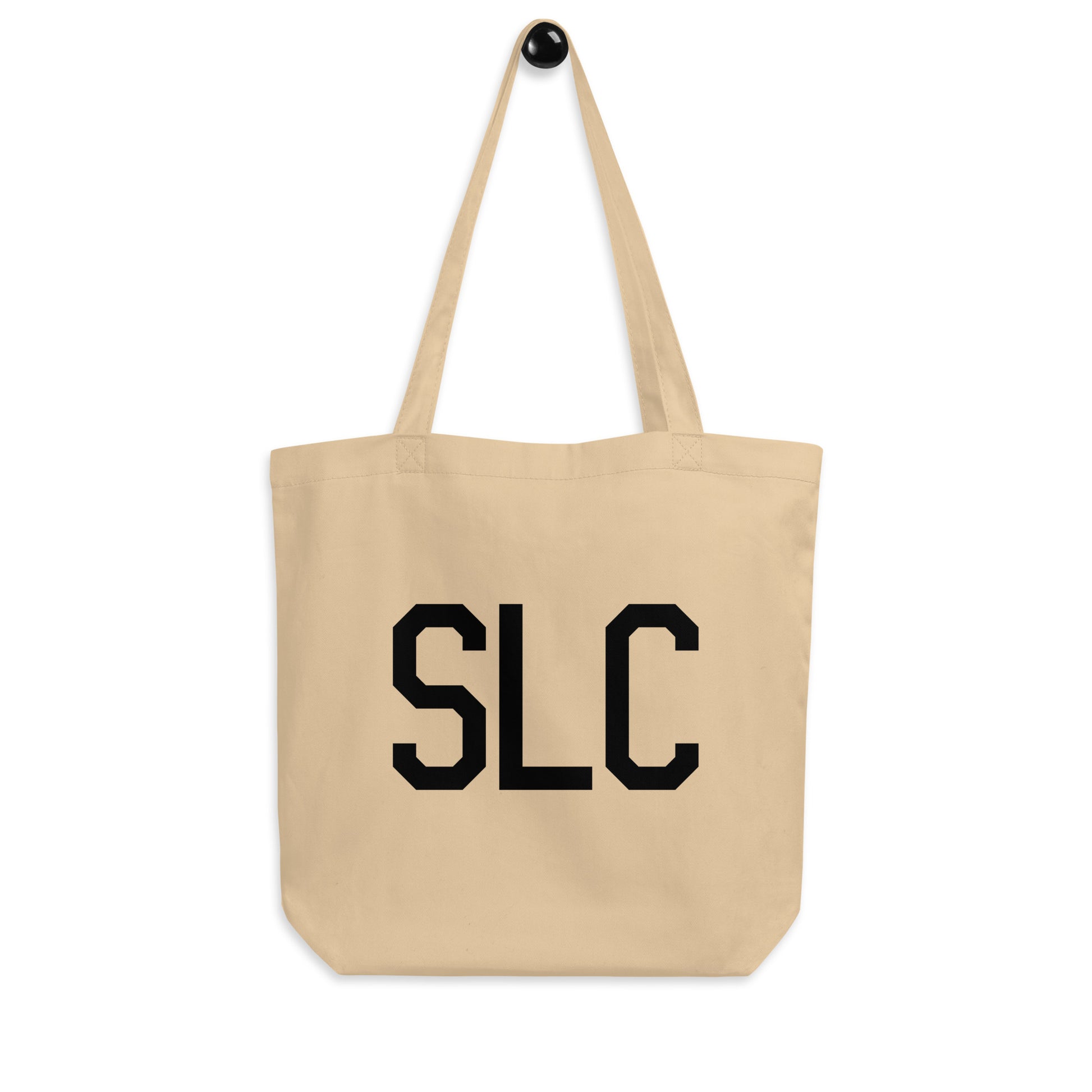 SLC Salt Lake City Organic Tote Bag • Air Force Lettering in Black • YHM Designs - Image 04