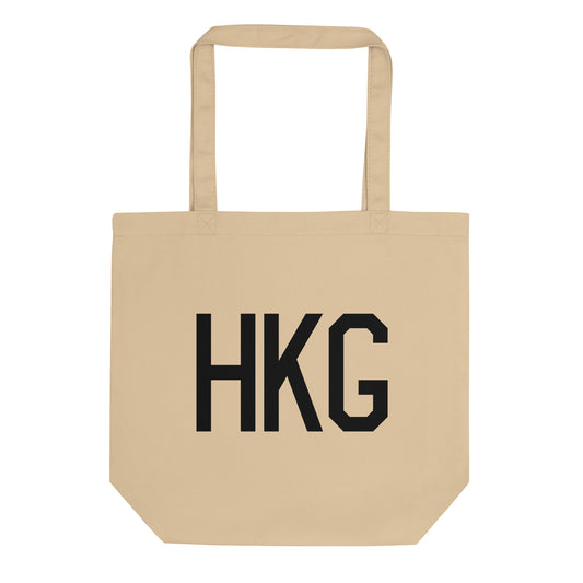 Aviation Gift Organic Tote - Black • HKG Hong Kong • YHM Designs - Image 01