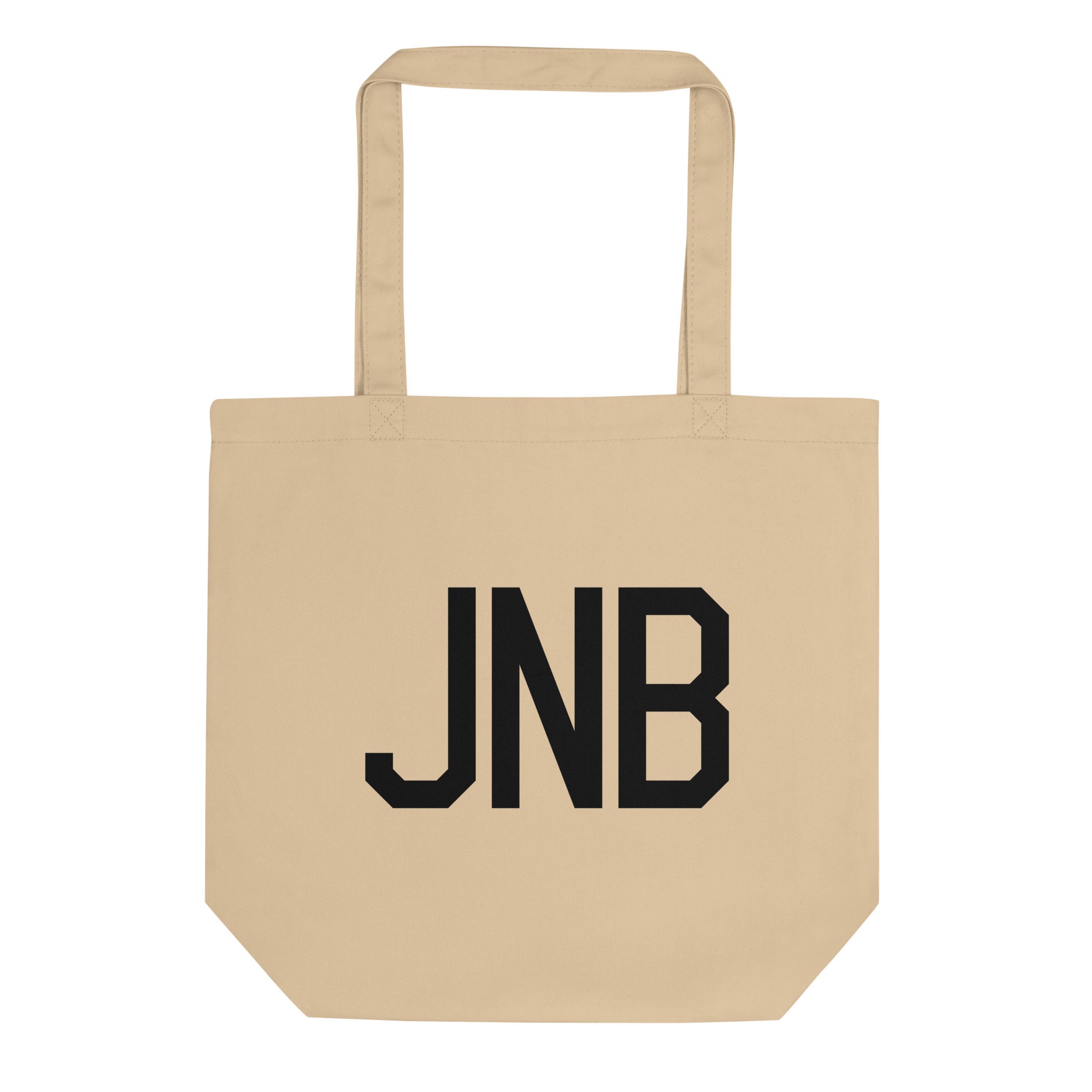 JNB Johannesburg Organic Tote Bag • Air Force Lettering in Black • YHM Designs - Image 01