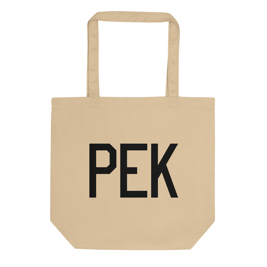 PEK Beijing Organic Tote Bag • Air Force Lettering in Black • YHM Designs - Image 01