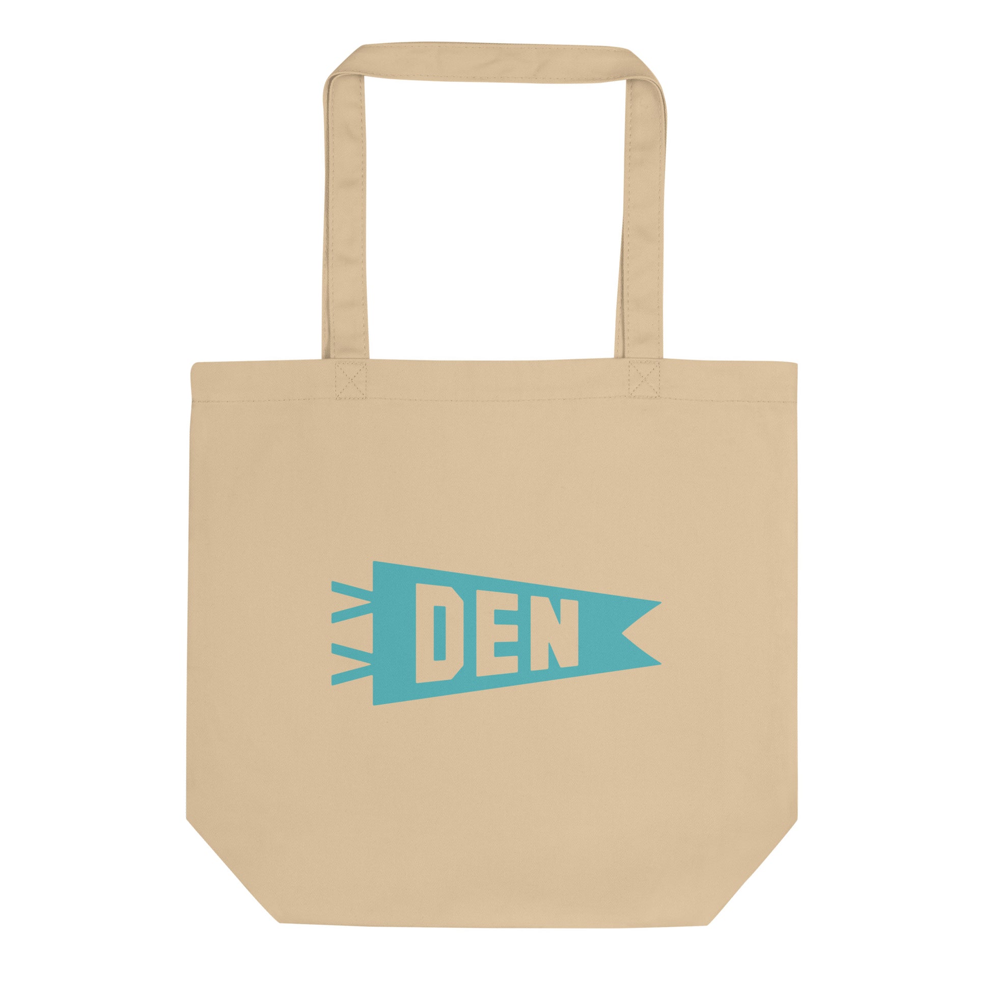 Cool Travel Gift Organic Tote Bag - Viking Blue • DEN Denver • YHM Designs - Image 01
