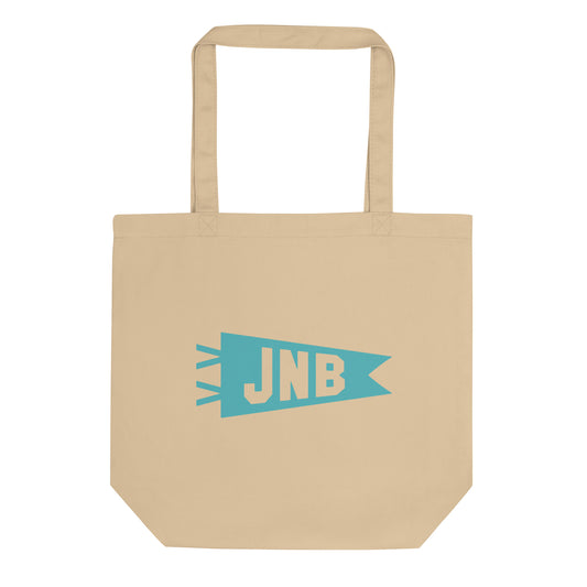 JNB Johannesburg Organic Tote Bag • Banner Design in Viking Blue • YHM Designs - Image 01