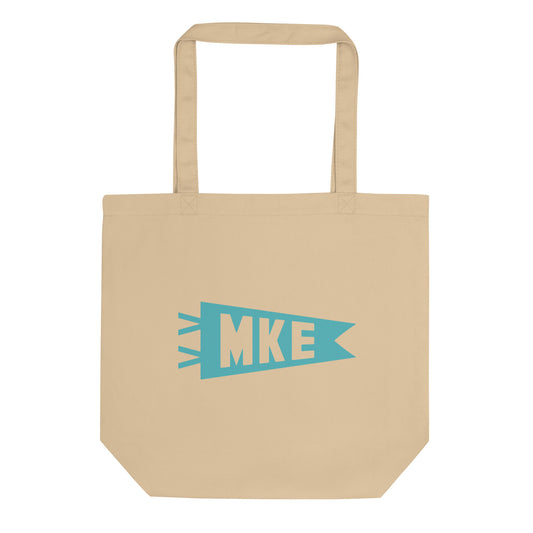 Cool Travel Gift Organic Tote Bag - Viking Blue • MKE Milwaukee • YHM Designs - Image 01