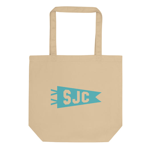 Cool Travel Gift Organic Tote Bag - Viking Blue • SJC San Jose • YHM Designs - Image 01